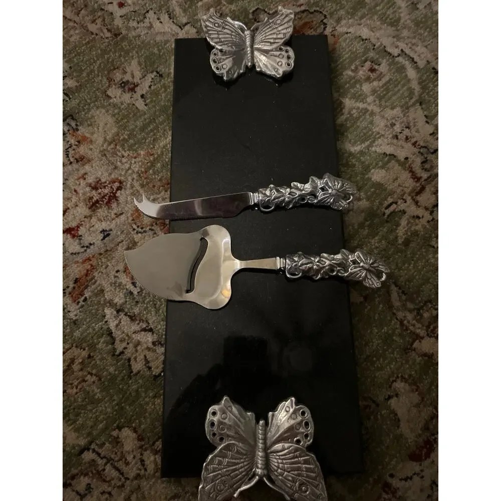 Arthur court Butterfly 3 Piece Cheese Board Set - Butterfly Pattern